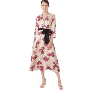 Floral Midi Dress with Black Accents